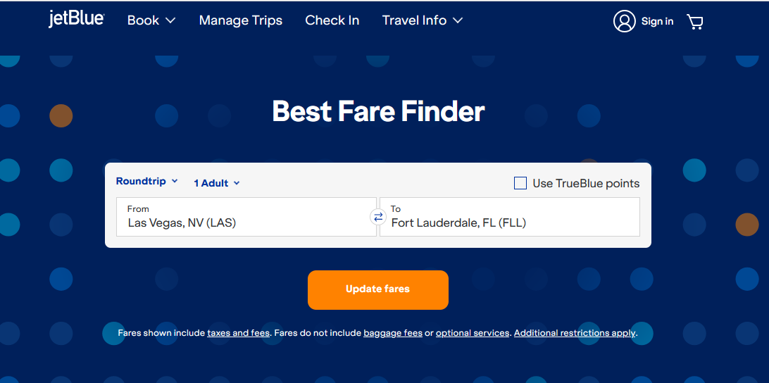 Jetblue Low fare finder
