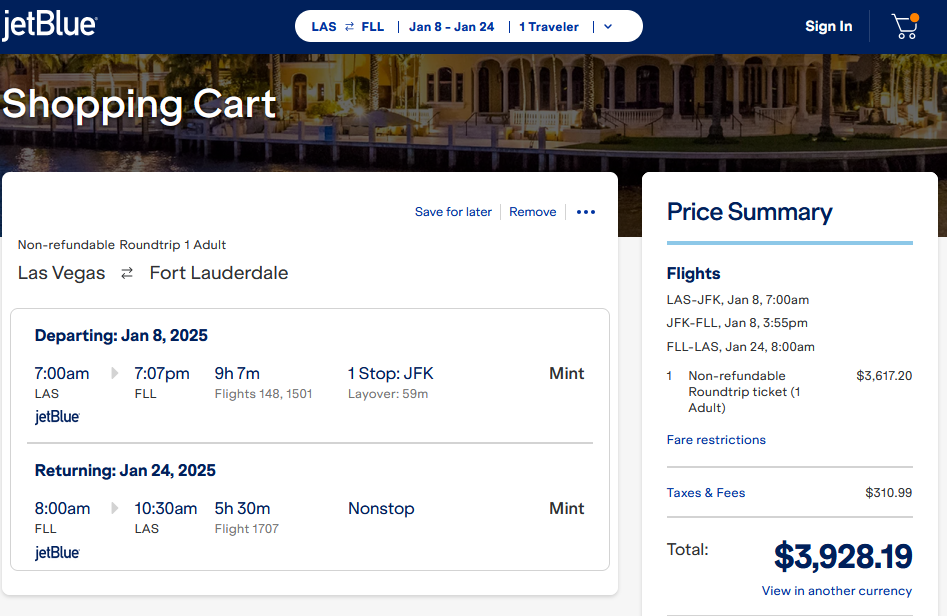 jetblue low fare calendar